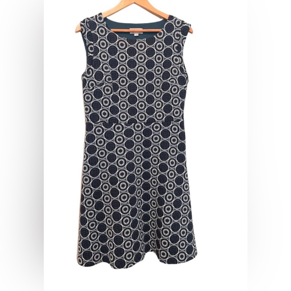 Jacquard Medallion Cap Sleeve Boat Neck Dress